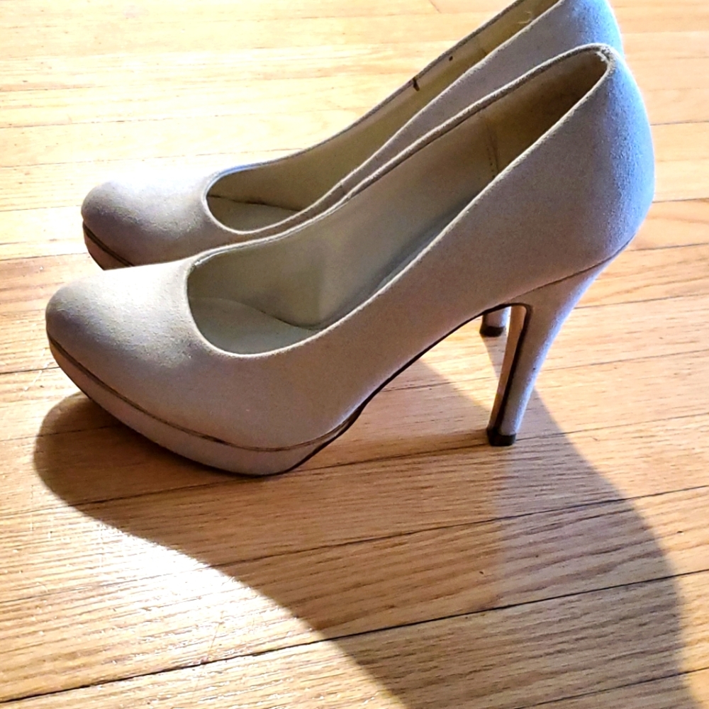 Suede look heel